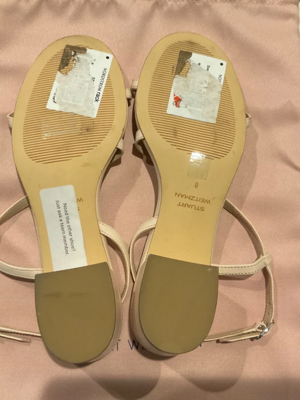 Stuart Weitzman Aliza Block Heel Sandal Blush Leather size 8